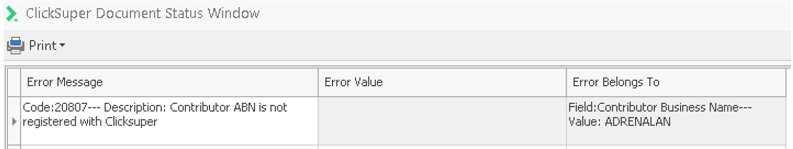 ClickSuper Error Message