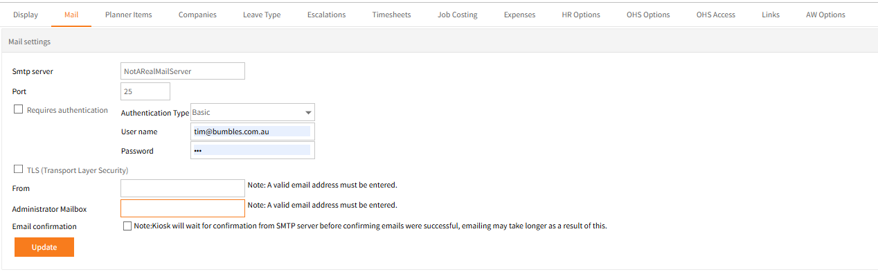 System Options - Mail