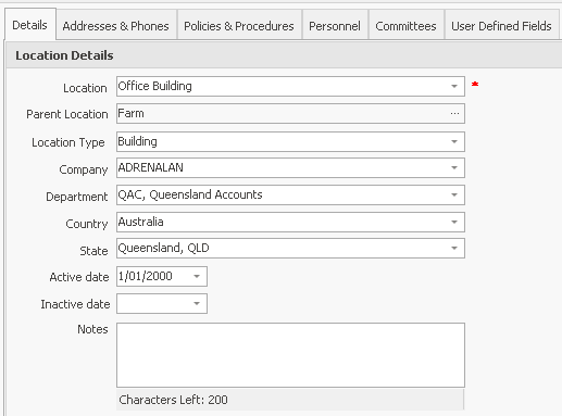 An example of a completed Management record