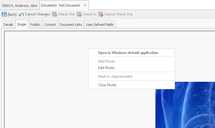 Right click - with an existing image